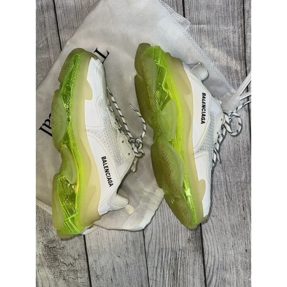 Balenciaga Triple S Womens Sneakers Size 40 EU / 10 US Neon Green Clear Sole - Picture 8 of 14